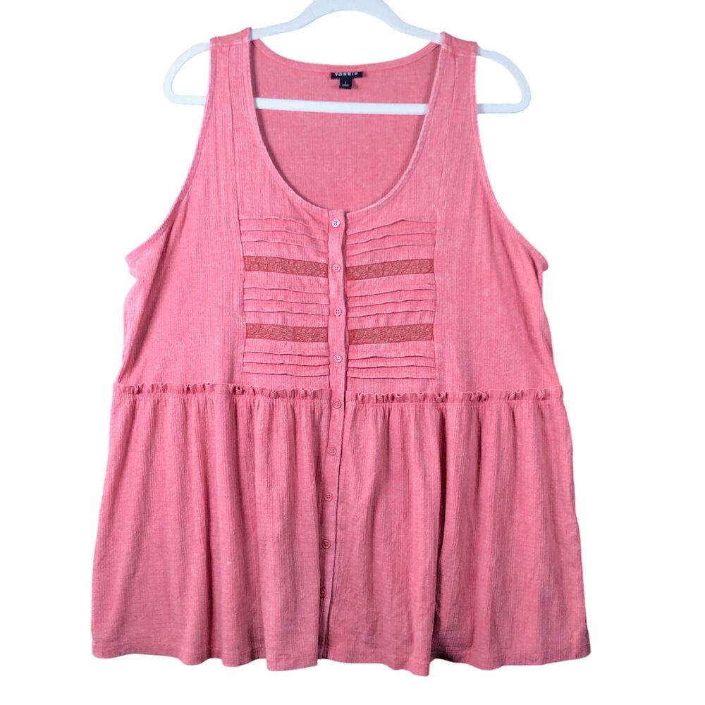 Torrid Womens Blouse Blush Scoop Neck Button Down Sleeveless Stretch 1